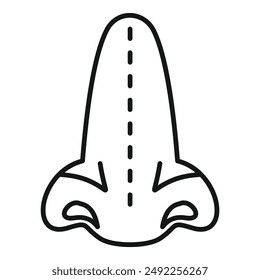 Simple black and white line art of a human nose suitable for various design use