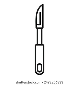 Simple black and white line art of a kitchen paring knife, isolated on white background