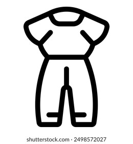 Simple black and white line art of a onesie, perfect for projects related to baby clothing and apparel