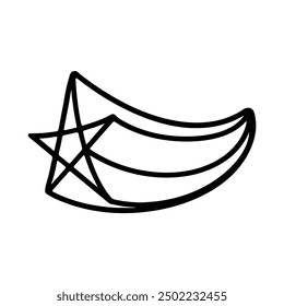 A simple black and white line art illustration of a star symbolizing night and dreams