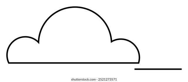 Simple black and white line art featuring a cloud shape with a horizontal line beneath it. Ideal for weather apps, children s books, minimalist design, educational materials, and logo design. Minimali