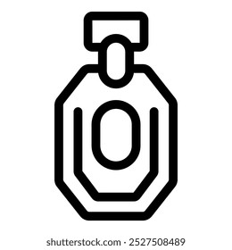 Simple black and white line art icon of a perfume bottle, perfect for representing fragrance and scent