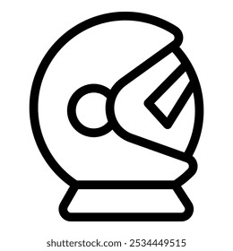 Simple black and white line art illustration of an astronaut helmet, symbolizing space travel and the wonders of the cosmos