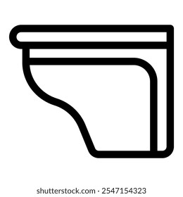 Simple black and white line art icon of a wall mounted toilet bowl, representing bathroom fixtures and modern plumbing