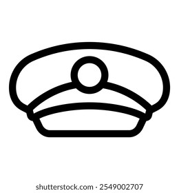 Simple black and white line art depicting a peaked cap, commonly worn by police, military, and security personnel