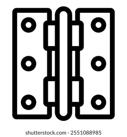 Icono simple del arte de la línea en blanco y negro de una bisagra de puerta, que simboliza la seguridad, el acceso y la conexión