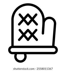 Simple black and white line art of a kitchen glove, perfect for representing baking and cooking concepts