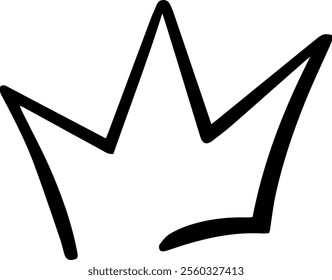 Simple, black and white line art illustration of a crown symbolizing monarchy, power, and achievement, suitable for various design projects