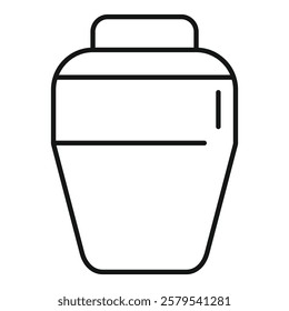 Simple black and white line art depicting a cremation urn with a lid, often used to hold ashes following cremation