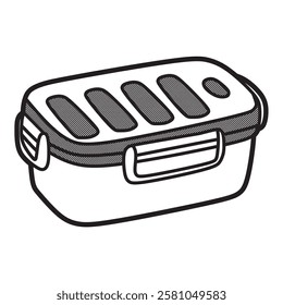 simple black and white line art lunch box