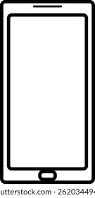 A simple black and white line art of a smartphone in flat style