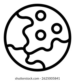 Ilustración simple del arte de la línea en blanco y negro del planeta tierra