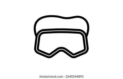 A simple black and white line art icon of protective goggles.