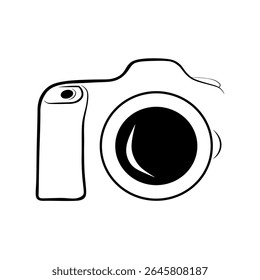Simple Black and White Line Art Camera Illustration