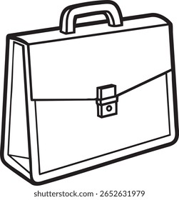 Ilustração simples em preto e branco de uma maleta isolada sobre fundo transparente