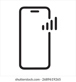 Einfaches Schwarz-Weiß-Linien-Symbol eines Smartphones mit Signalstärkeindikator, das Konnektivität und Mobiltechnologie symbolisiert.