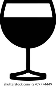 Einfache schwarz-weiße Linie Kunst einer Weinglas Silhouette. Ideal für Logos, Symbole, Menüs oder Grafiken zu Wein, Bars und Restaurants.