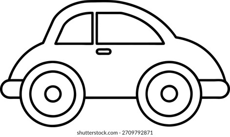 Dibujo simple del arte de la línea en blanco y negro de un coche, perfecto para las ilustraciones de los niños, los libros para colorear, o los diseños temáticos del transporte.