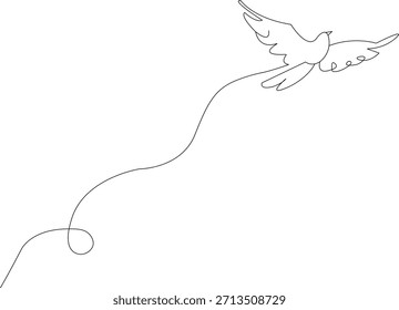 Simple black and white line art of a dove. 