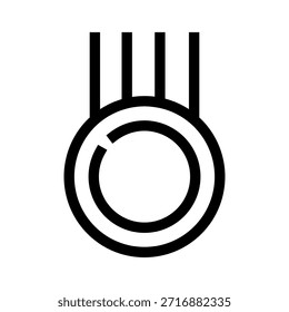 Simple arte de línea en blanco y negro que representa la medalla de oro de un ganador, que simboliza el premio, el premio, la victoria, la calidad, el logro y el máximo reconocimiento en la competencia