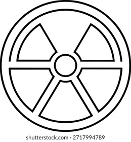 Simple black and white line art illustration of the iconic radiation symbol. Perfect for warning signs, safety manuals, or educational materials related to nuclear energy, science, or technology. High-resolution vector graphic for easy scalability.