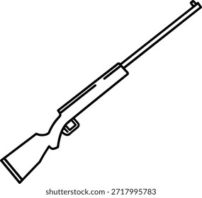 Simples ilustração em preto e branco de um rifle de caça. Perfeito para sites, blogs ou qualquer projeto que precise de um ícone vetorial limpo de uma arma de fogo.