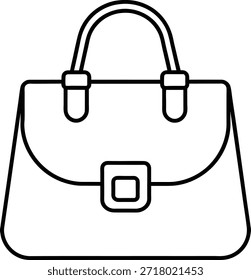 Einfache Schwarz-Weiß-Linie Kunstdarstellung einer Handtasche. Ideal für Modeblogs, Website-Grafiken, Social-Media-Beiträge, Werbematerialien oder jedes Design-Projekt, das ein stilvolles Accessoire-Symbol benötigt.