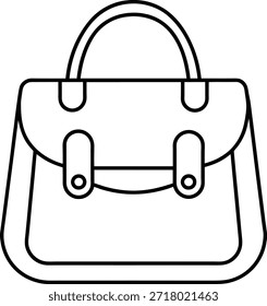 Einfache Schwarz-Weiß-Linie Kunstdarstellung einer Handtasche. Perfekt für Modeblogs, Websites, Werbung, Social-Media-Grafiken oder Designprojekte. Leicht anpassbar für verschiedene Zwecke.