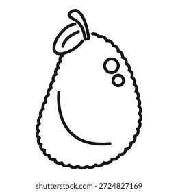 Arte simples em linha preta e branca representando uma jaca, um fruto exótico que cresce em clima tropical