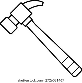 Simples ilustração em preto e branco de um martelo. Ideal para construção, DIY, ferramentas, hardware ou projetos relacionados com a melhoria da casa. Use para sites, publicidade, mídias sociais ou materiais educacionais.