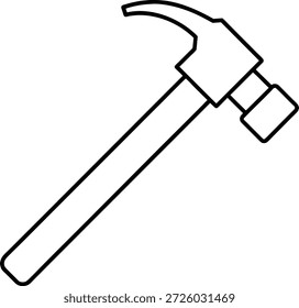 Simples ilustração em preto e branco de um martelo. Ideal para construção, DIY, ferramentas, hardware e projetos relacionados à melhoria da casa. Use para sites, mídias sociais, publicidade ou materiais educacionais.