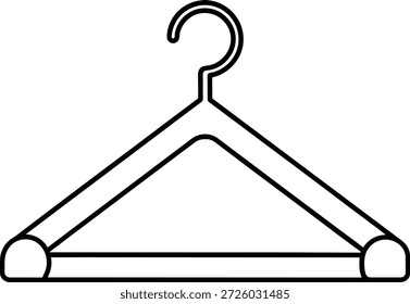 Simple ilustración de arte de línea en blanco y negro de una percha de ropa. Ideal para tiendas de moda, servicios de lavandería, tintorería, publicidad en tiendas de ropa, Sitios web gráficos y contenido de redes sociales. Versátil para diversos proyectos de diseño.