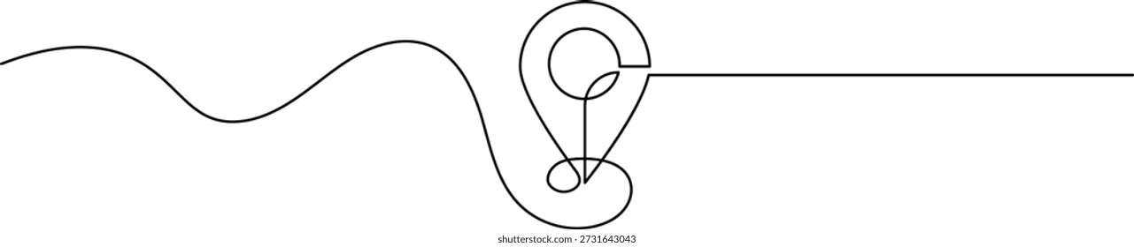 Simple black and white line art of a gps pointer on a winding road