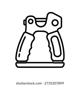 Simple black and white line art of a classic metal paperclip, clean vector illustration ideal for business, office, and stationery design projects.