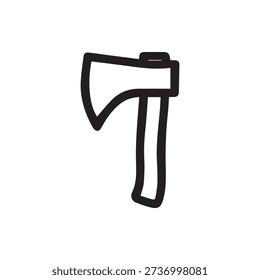 A simple black and white line art illustration of an axe. This minimalist, hand-drawn icon is perfect for various design uses and projects.