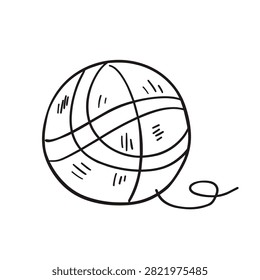 A simple black and white line art drawing of a ball of yarn used for knitting and crochet projects.