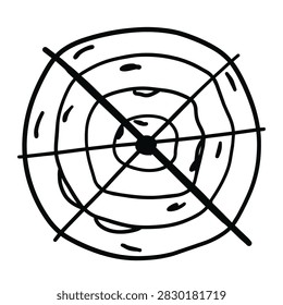 A simple black and white line art drawing of a spider web with circular rings and intersecting lines