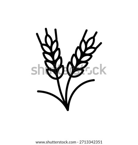 Simple black and white line art illustration of wheat stalks