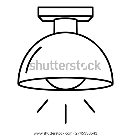 Simple black and white line art icon of a ceiling light fixture, suitable for home decor, electrical, or interior design concepts.