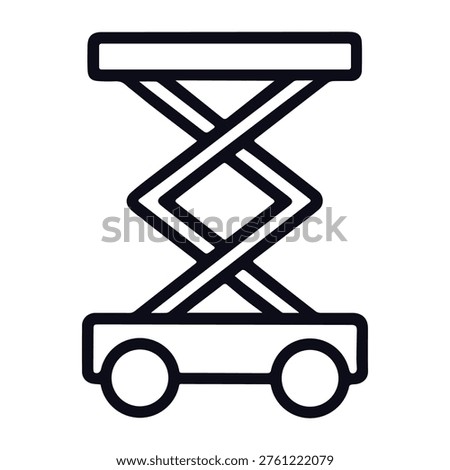 A simple black and white line art icon of a scissor lift.