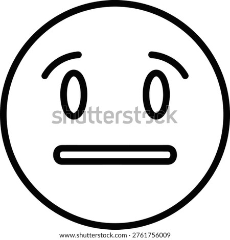 A simple black and white line art illustration of a confused or surprised emoji face. Perfect for expressing uncertainty or bewilderment.