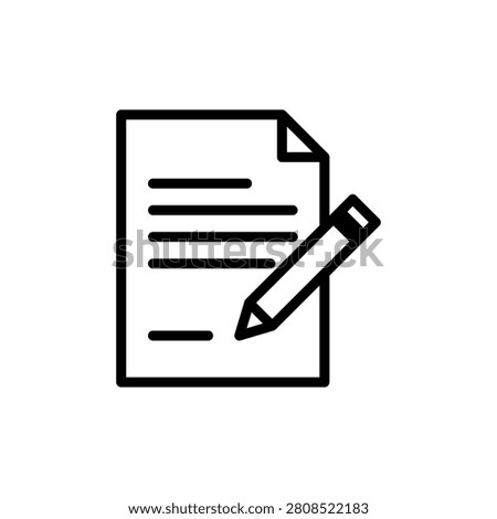 A simple black and white line art icon representing a document page with a pencil for writing or editing.