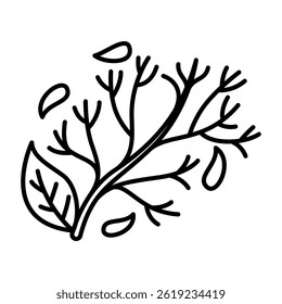 Simple Black and White Line Doodle Icon of Herb Pickles Preserved Food