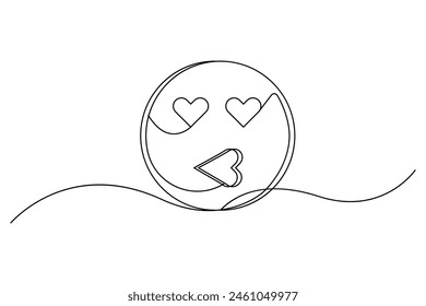 A simple black and white line drawing of a heart eyes emoji, perfect for modern and minimalist designs.
