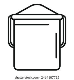 Simple black and white line drawing of a bucket filled to the brim with sand