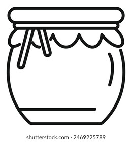 Simple black and white line drawing of a closed jam jar, perfect for icons and design elements