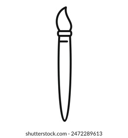 El dibujo simple de la línea en blanco y negro de un pincel de arte está destacando en un fondo sólido