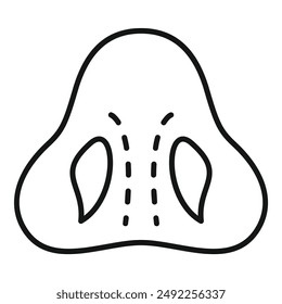 Dibujo simple en blanco y negro de la nariz humana de un estilo de dibujos animados