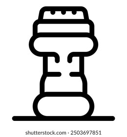 Simple black and white line drawing of a moai statue from easter island