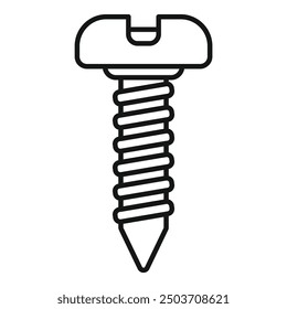 Simple black and white line drawing of a metal screw fastener holding objects tightly together